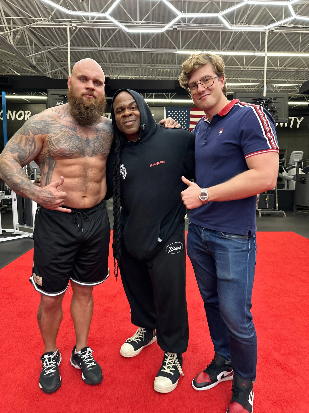 Maxim at the gym with a strength coach